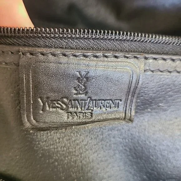 Yves Saint Laurent YSL Travel Bag Black Canvas Leather Duffle Shoulder Bag - Picture 5 of 12